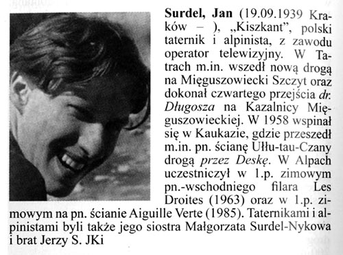 [Wielkiej encyklopedii gr i alpinizmu, tom VI, Jan Surdel]