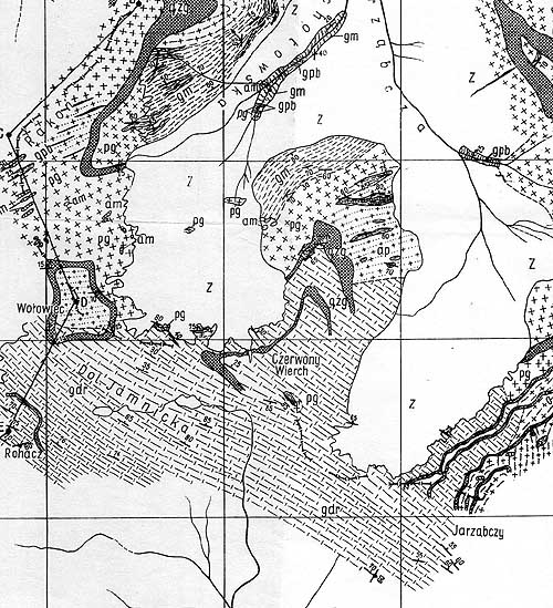 [mapa geologiczna grnych partii Doliny Chochoowskiej]